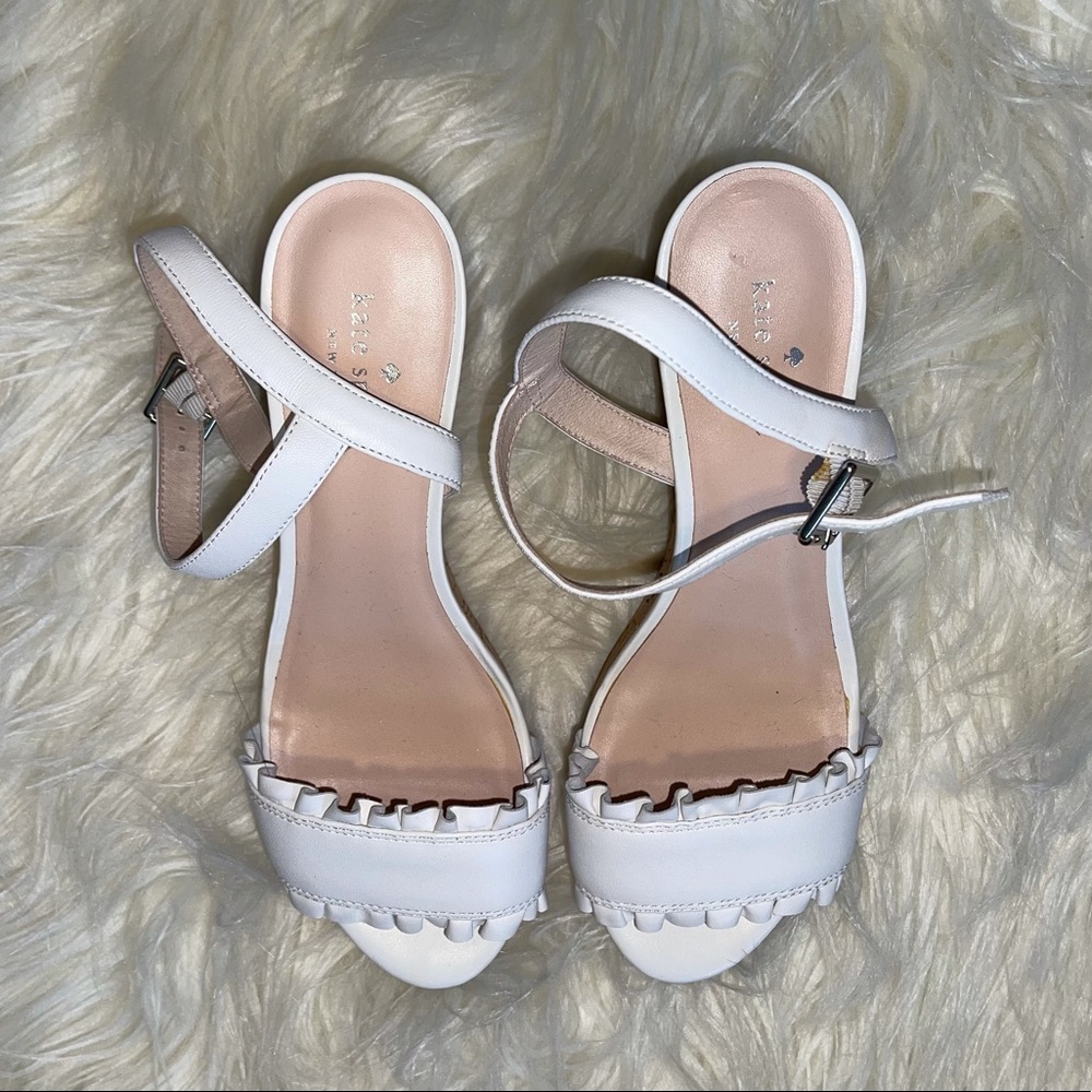 Kate Spade White Ruffle Wedge Sandal - Picture 6 of 8